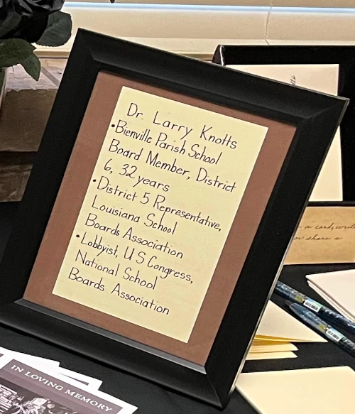 School Board Honors Late School Board Member Larry Knotts Bienville